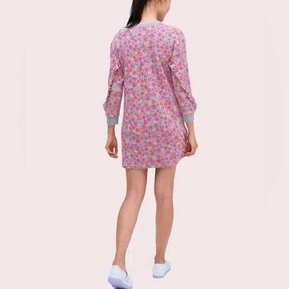 Kate Spade Marker Floral Ruffle Sleeves Sweatshirt Dress - Picture 13 of 13